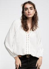 Blusa Occhiellata Con Maniche Abullanda - Lola Casademunt Autunno/Inverno 2024/25 - LF2415017