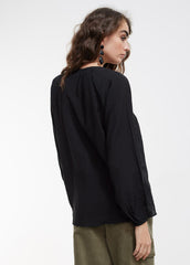 Blusa Occhiellata Con Maniche Abullanda - Lola Casademunt Autunno/Inverno 2024/25 - LF2415017