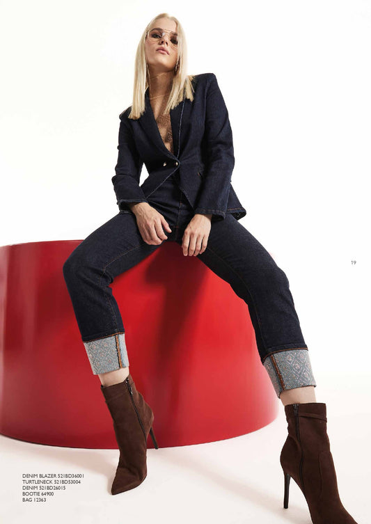 Jeans da donna con risvolto e strass - art. 521BD26015 - Gaudi Autunno Inverno 2025/26 Donna