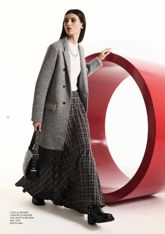 Gonna lunga con motivo check e strass - art. 521BD75005 - Gaudi Autunno Inverno 2025/26 Donna