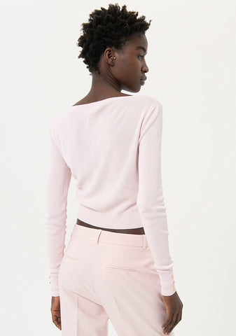 Maglia slim a costine - Fracomina Primavera Estate SS 2024 - FR24ST7001K41601 Colore ROSE - Denny Store Italia