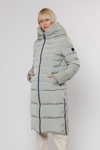 Piumino KEILAFUR LONG PADDED HOODED COAT WITH FAUX FUR - Rino & Pelle - Autunno Inverno 2024/25 - Artichoke - Denny Store