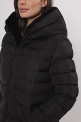 Piumino KEILAFUR LONG PADDED HOODED COAT WITH FAUX FUR - Rino & Pelle - Autunno Inverno 2024/25 - Black - Denny Store