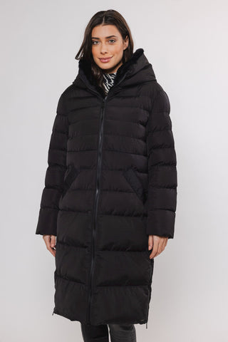 Piumino KEILAFUR LONG PADDED HOODED COAT WITH FAUX FUR - Rino & Pelle - Autunno Inverno 2024/25 - Black - Denny Store