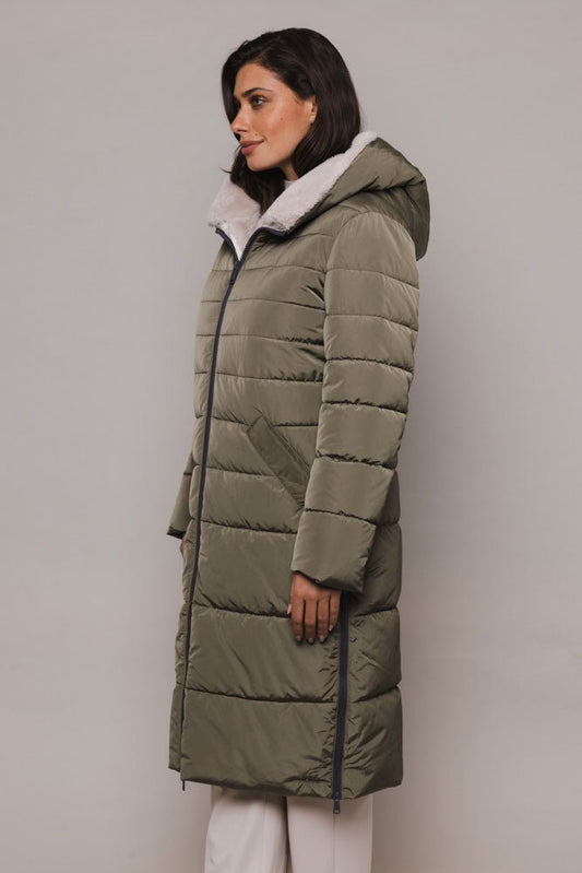 Piumino KEILAFUR LONG PADDED HOODED COAT WITH FAUX FUR - Rino & Pelle - Autunno Inverno 2024/25 - Hunter stone - Denny Store