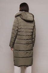 Piumino KEILAFUR LONG PADDED HOODED COAT WITH FAUX FUR - Rino & Pelle - Autunno Inverno 2024/25 - Hunter stone - Denny Store