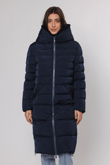 Piumino KEILAFUR LONG PADDED HOODED COAT WITH FAUX FUR - Rino & Pelle - Autunno Inverno 2024/25 - Navy - Denny Store