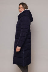 Piumino KEILAFUR LONG PADDED HOODED COAT WITH FAUX FUR - Rino & Pelle - Autunno Inverno 2024/25 - Navy stone - Denny Store