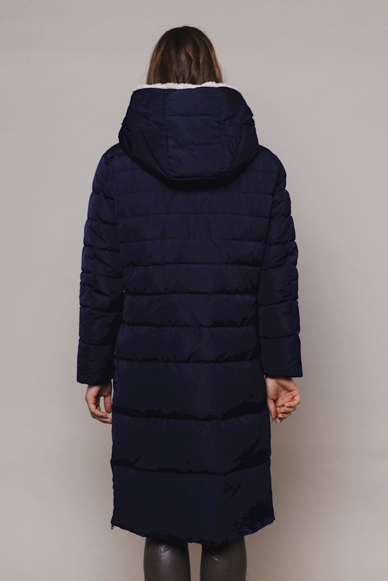 Piumino KEILAFUR LONG PADDED HOODED COAT WITH FAUX FUR - Rino & Pelle - Autunno Inverno 2024/25 - Navy stone - Denny Store