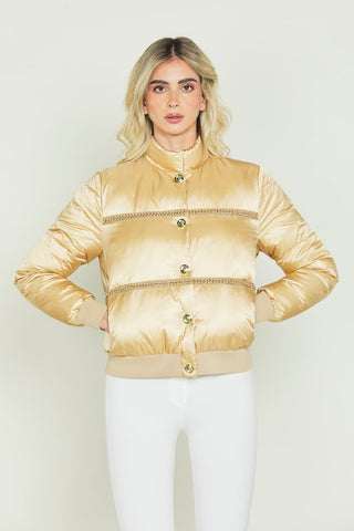 Piumino SHINOBU manica lunga bomber con bottone più ins.ecopelle più catene più bordi cost.raso Donna Relish Autunno Inverno 2023/24 RDA2305010019 - Denny Store Italia