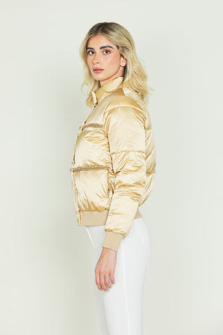 Piumino SHINOBU manica lunga bomber con bottone più ins.ecopelle più catene più bordi cost.raso Donna Relish Autunno Inverno 2023/24 RDA2305010019 - Denny Store Italia