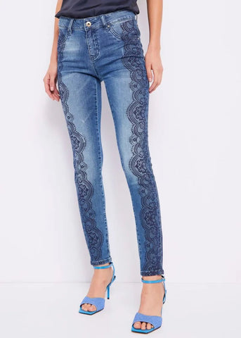 SKINNY LACE PRINT art. 411ND26036 Donna Denny Rose Primavera Estate 2024 - Denny Store Italia