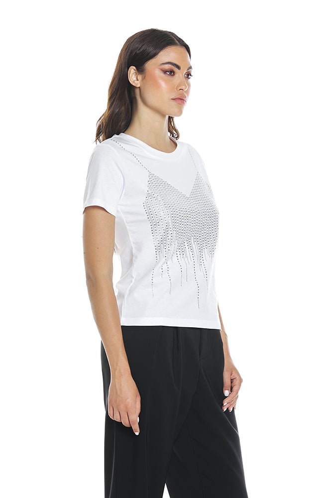 T-Shirt Aras M/M C/Strass Effetto Top art. RDP2401033016 Donna Relish Primavera Estate 2024 - Denny Store Italia