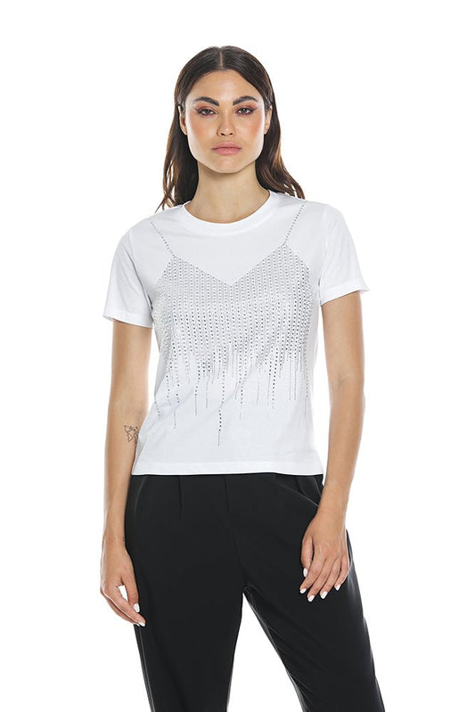 T-Shirt Aras M/M C/Strass Effetto Top art. RDP2401033016 Donna Relish Primavera Estate 2024 - Denny Store Italia