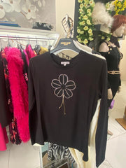 T-Shirt Con Strass art. 321DD64011 Donna Denny Rose Fashion Autunno Inverno 2023/24 - Denny Store Italia