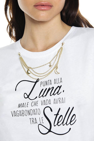 T-Shirt Hera M/M C/Stampa A Rilievo+Collana art. RDP2401033014 Donna Relish Primavera Estate 2024 - Denny Store Italia