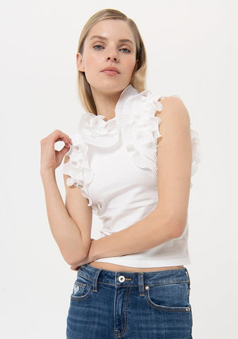 TANK TOP CREAM - Fracomina Primavera Estate SS 2024 - FR24ST2012j40101 - Denny Store Italia