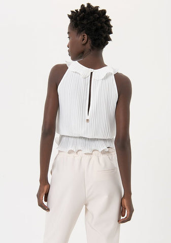 Top cropped in georgette plissettata - Fracomina Primavera Estate SS 2024 - FR24ST2049W412F9 - Denny Store Italia