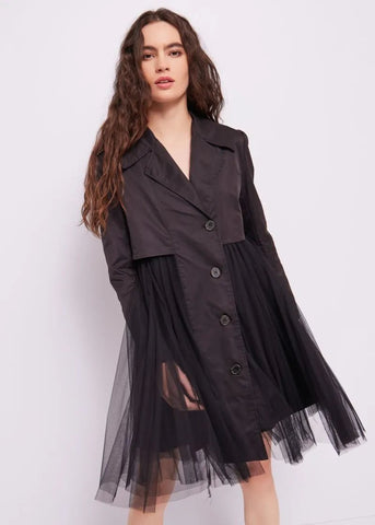 TRENCH CON TULLE art. 411DD35015 Donna Denny Rose Primavera Estate 2024 - Denny Store Italia